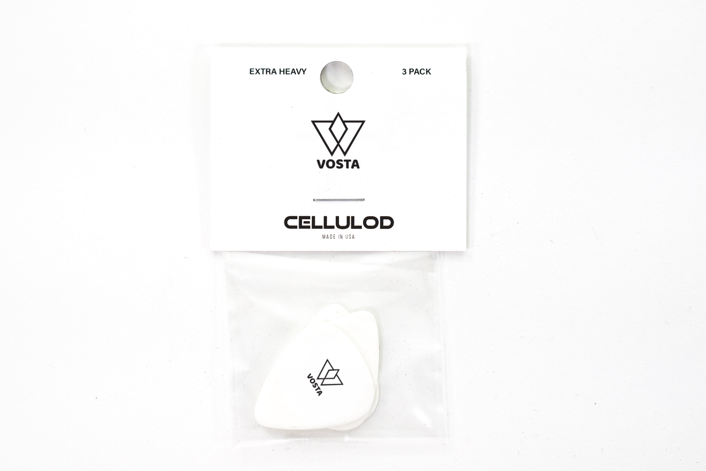 Vosta Extra Heavy Celluloid White Picks - 12 Pack
