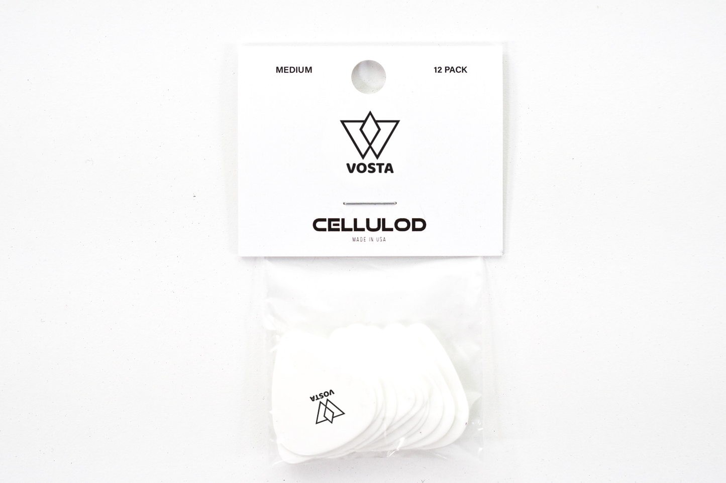 Vosta Medium Celluloid White Picks - 12 Pack