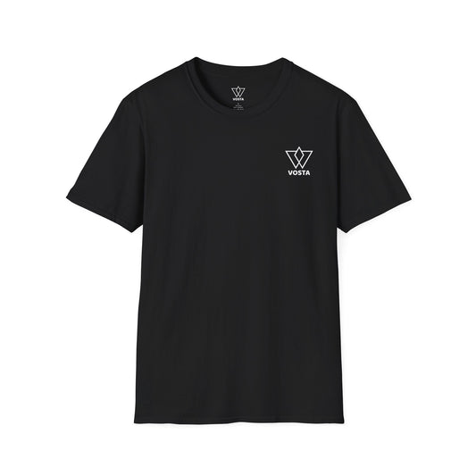 Vosta Black T-Shirt - Minimalist White Logo Tee