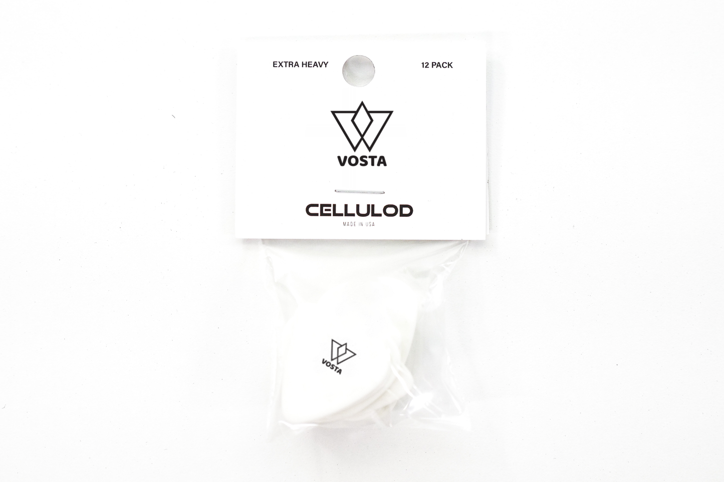 Vosta Extra Heavy Celluloid White Picks - 3 Pack