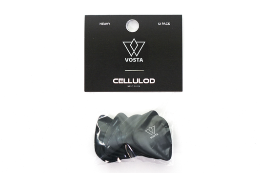 Vosta Heavy Celluloid Black Picks - 12 Pack
