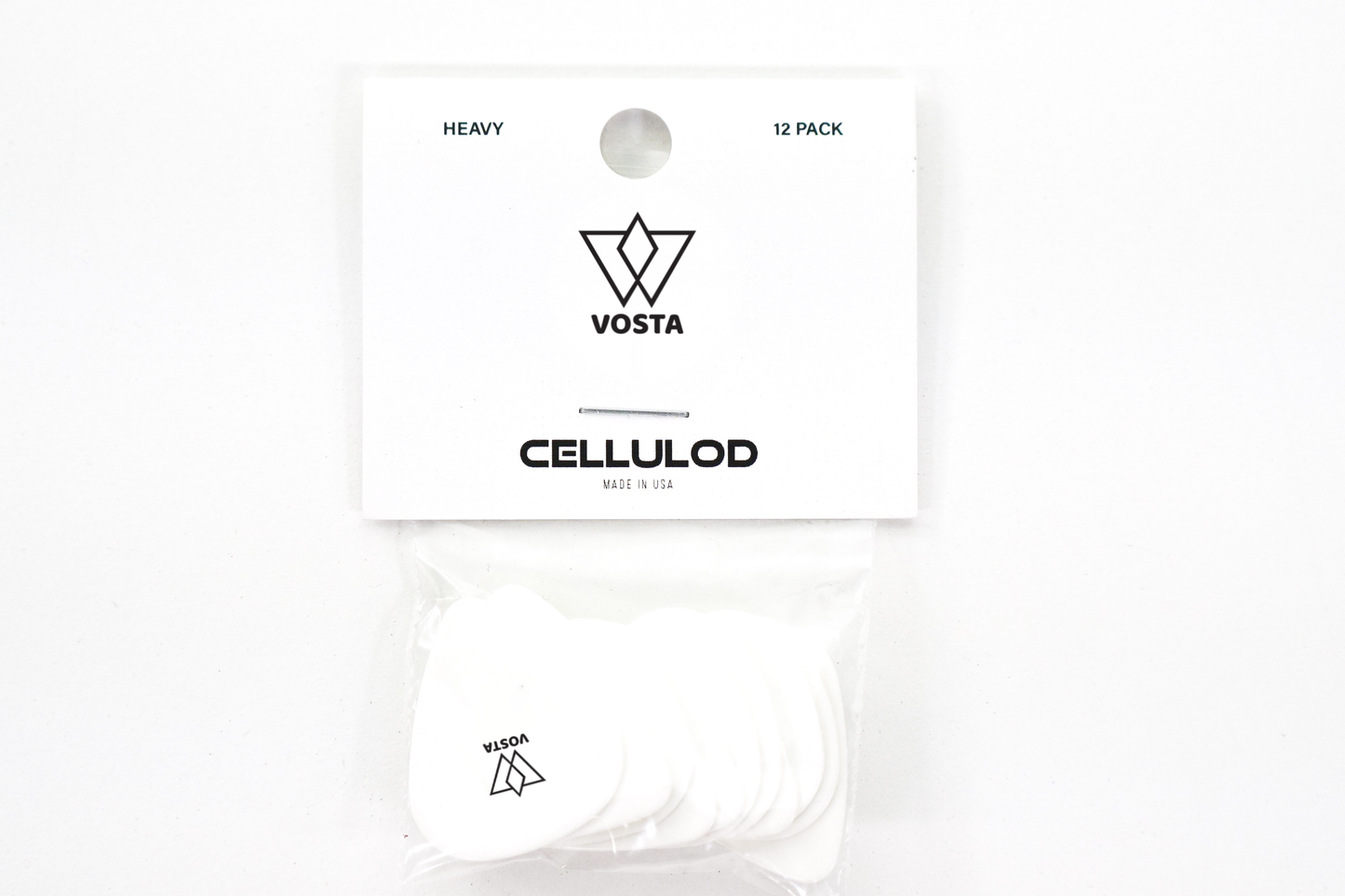 Vosta Heavy Celluloid White Picks - 12 Pack