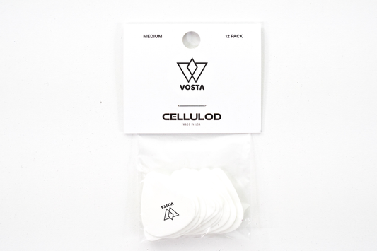 Vosta Medium Celluloid White Picks - 12 Pack
