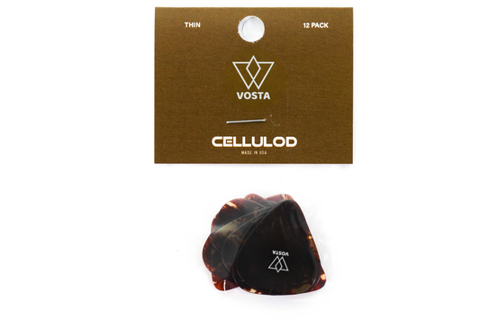 Vosta Thin Celluloid Tortoise Picks - 12 Pack