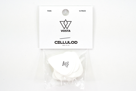 Vosta Thin Celluloid White Picks - 12 Pack