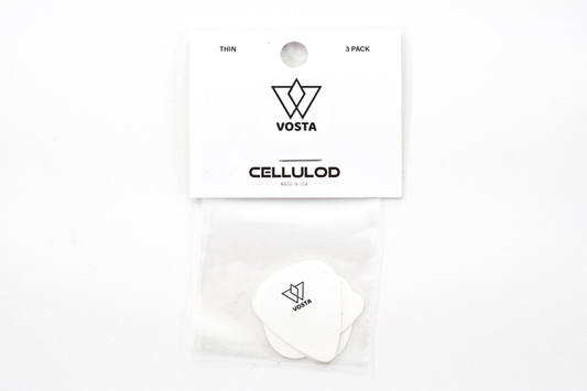 Vosta Thin Celluloid White Picks - 3 Pack
